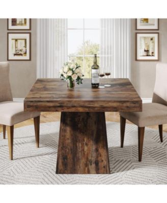 Square Dining Table for 4, 31.5-Inch Small Kitchen Table with Sturdy Pedestal Base, Farmhouse Dinner Table