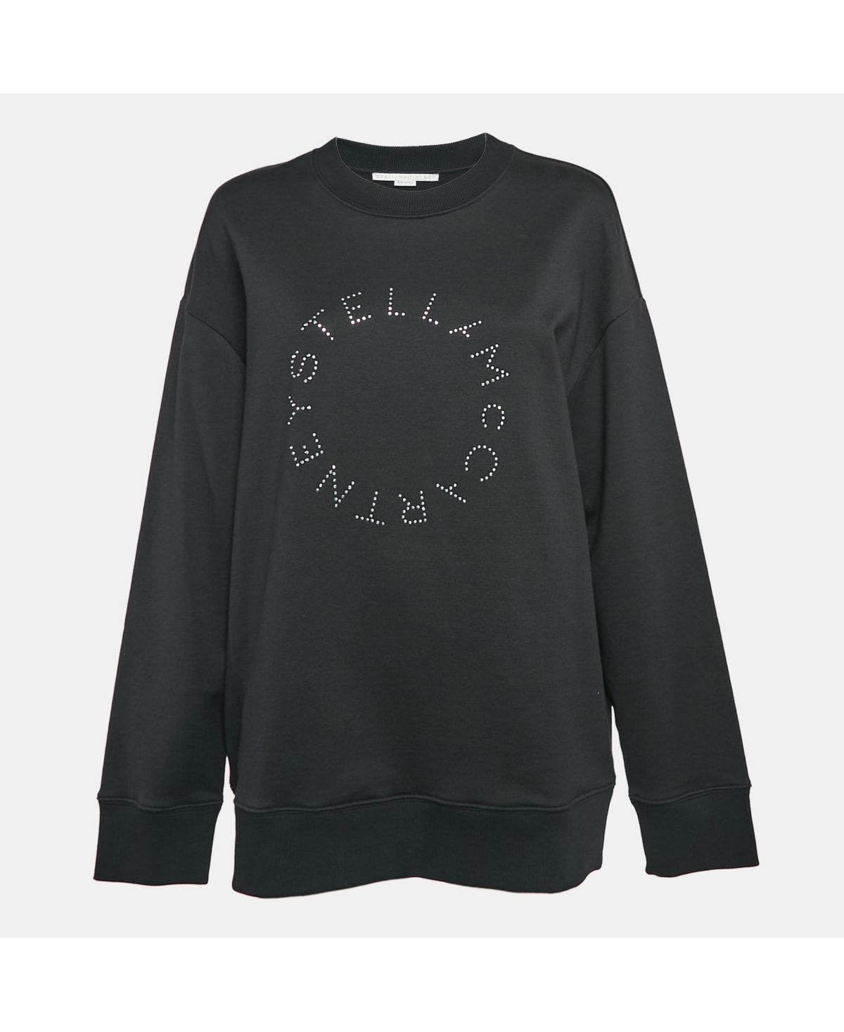 Pre-Owned Stella Mccartney Women's Black Studded Logo Cotton Knit Oversized Sweatshirt