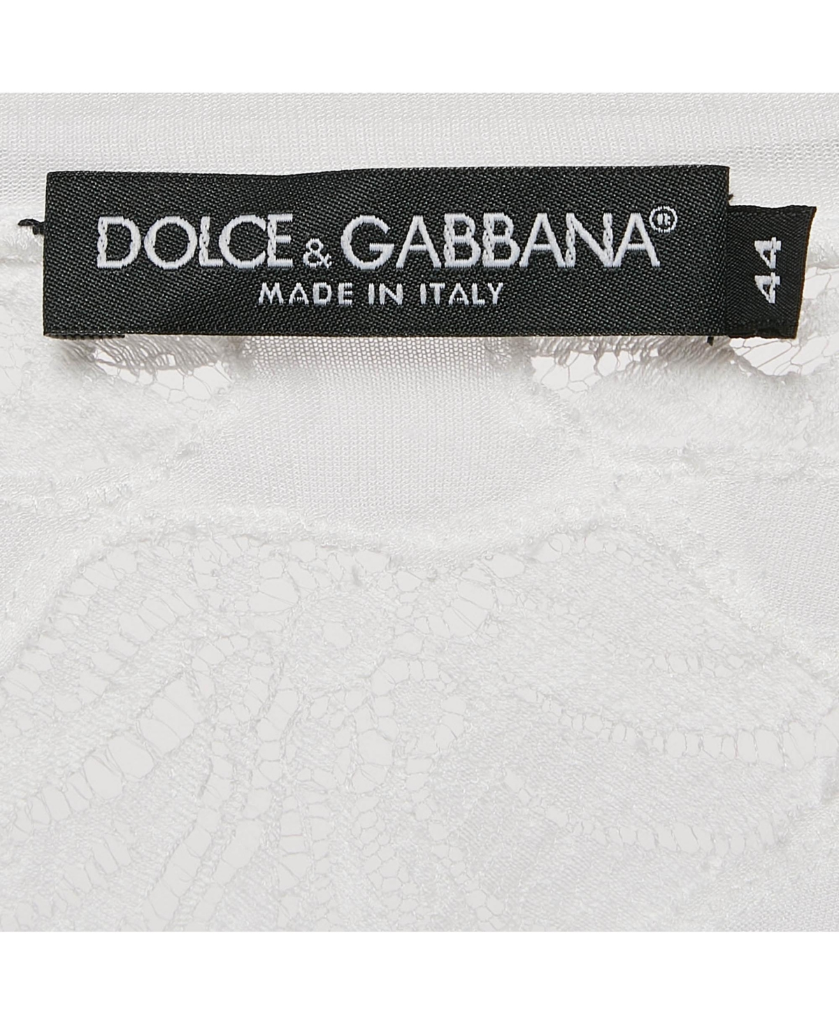 Pre-Owned Dolce & Gabbana Women's White Modal & Lace Trim Crew Neck Top