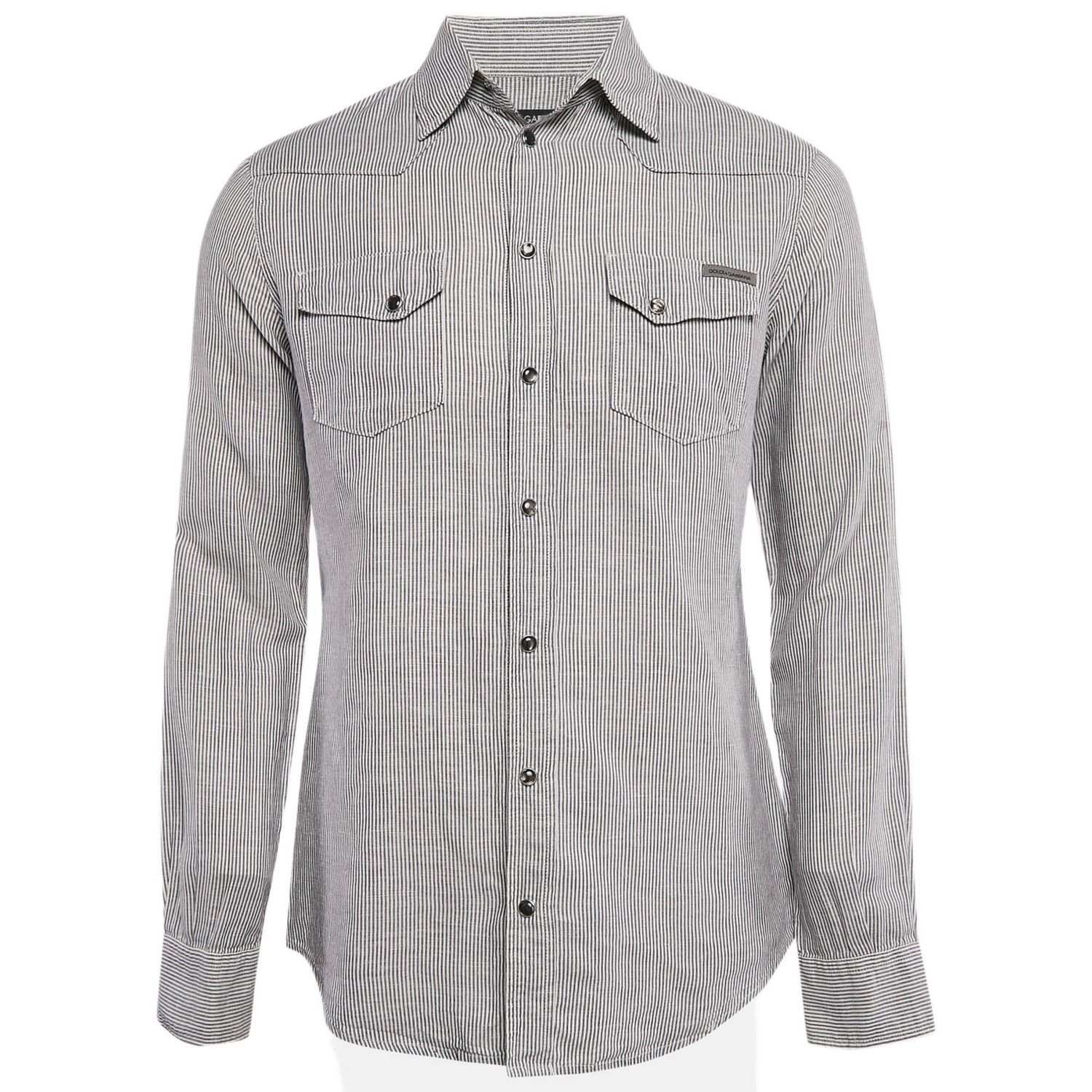Men's Grey Stripe Cotton Button Front Shirt