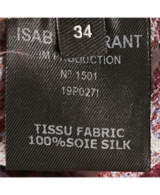 Women's Purple Printed Silk Ruffle Detail Top