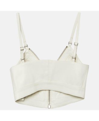 Women's White Leather Bralette Crop Top