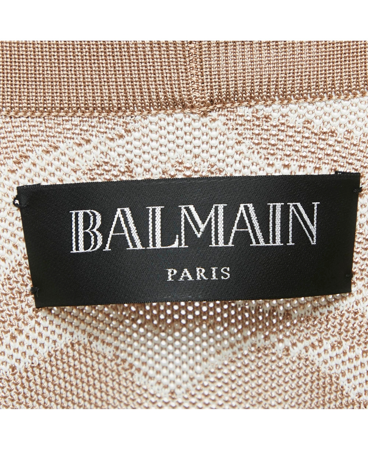 Pre-Owned Balmain Women's Beige/white Patterned Knit Drawstring Cardigan