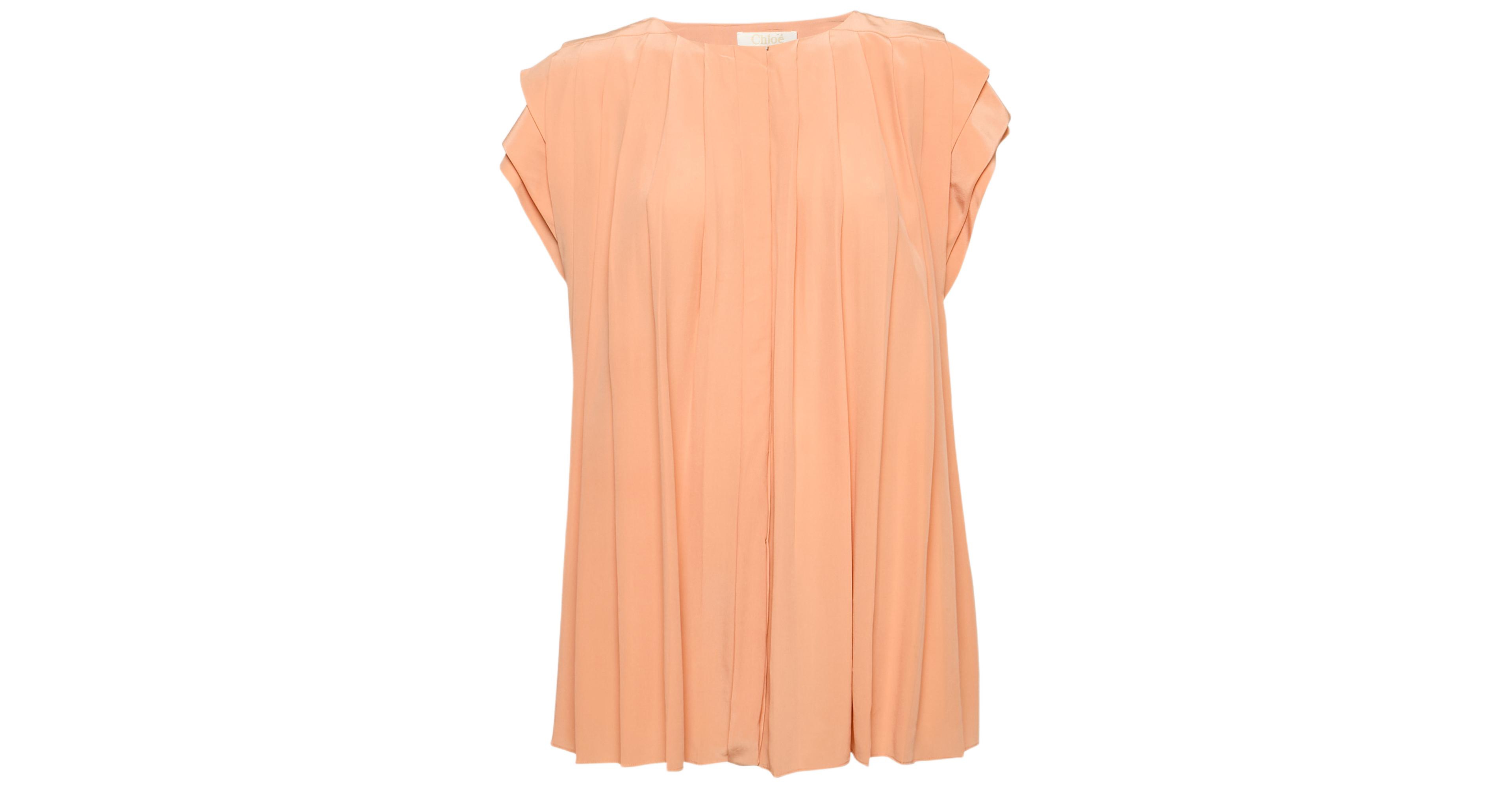 Pre-Owned Chloe Women's Pre-Owned Chloandeacute Pink Silk Pleated Top