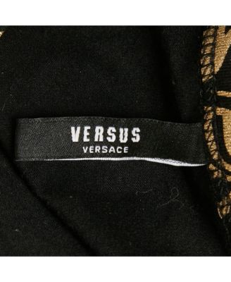 Women's Pre-Owned Versus Versace Black Metallic Print Cotton Crew Neck T-Shirt