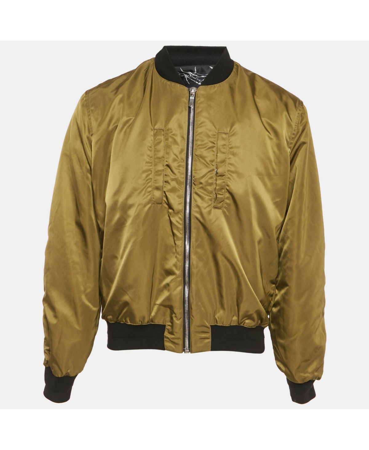 Pre-Owned Givenchy Men's Black Thorn & Rose Print Nylon Reversible Bomber Jacket