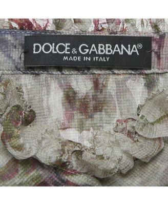 Women's Floral Print Silk Ruche Shirt