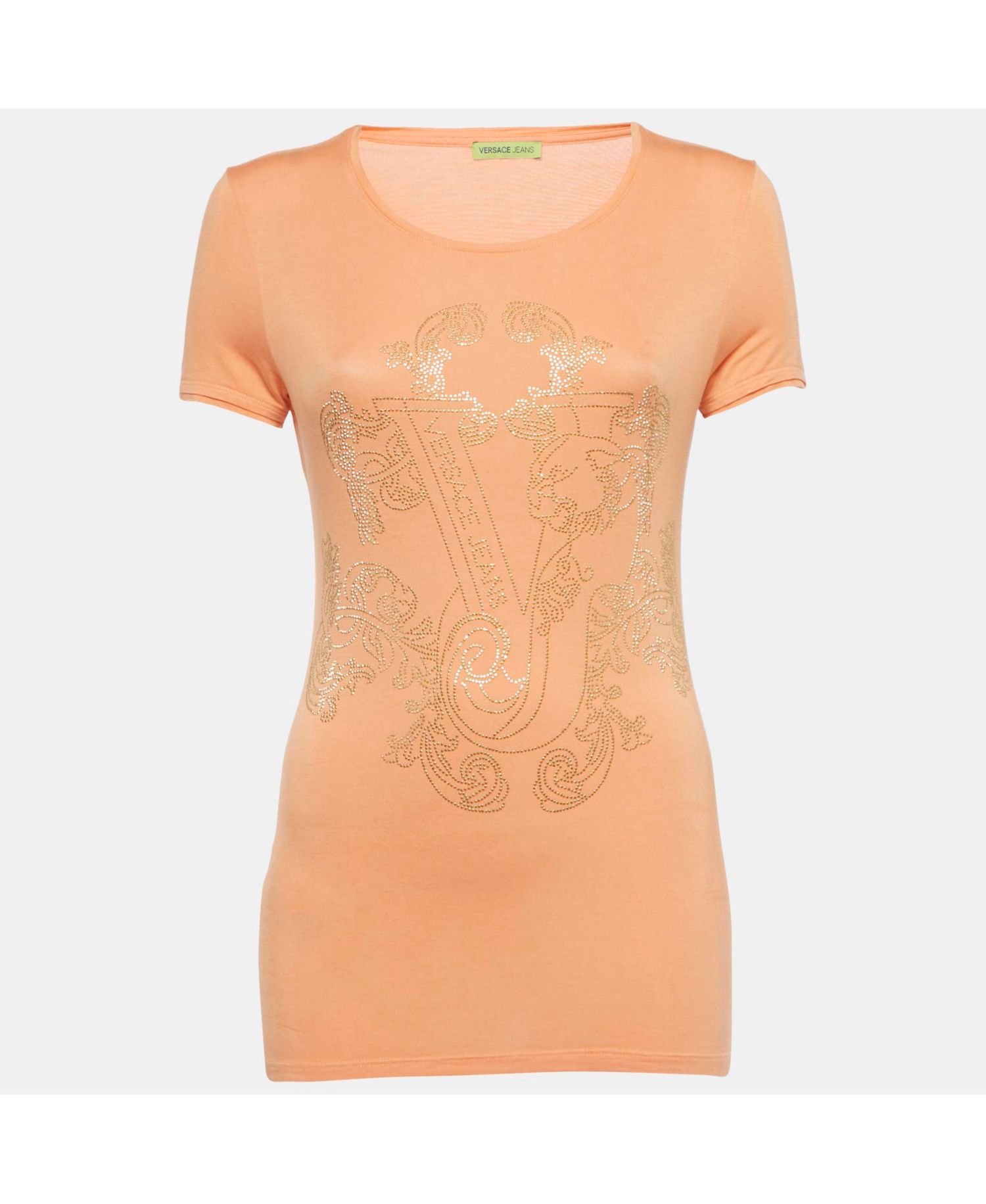 Women's Jeans Orange Studded Jersey T-Shirt