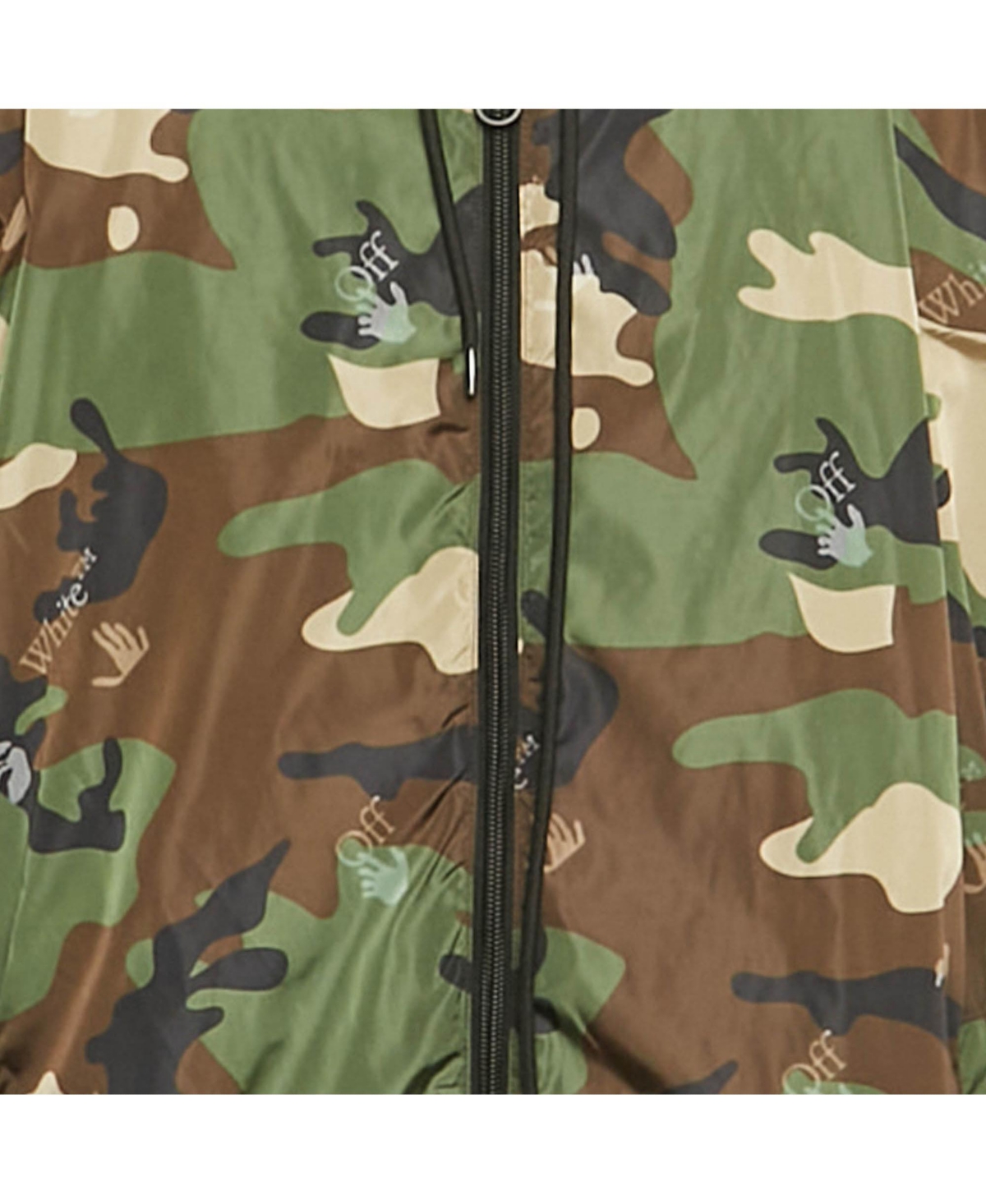 Pre-Owned Off-White Men's Brown Camouflage Logo Print Nylon Hooded Windbreaker Jacket