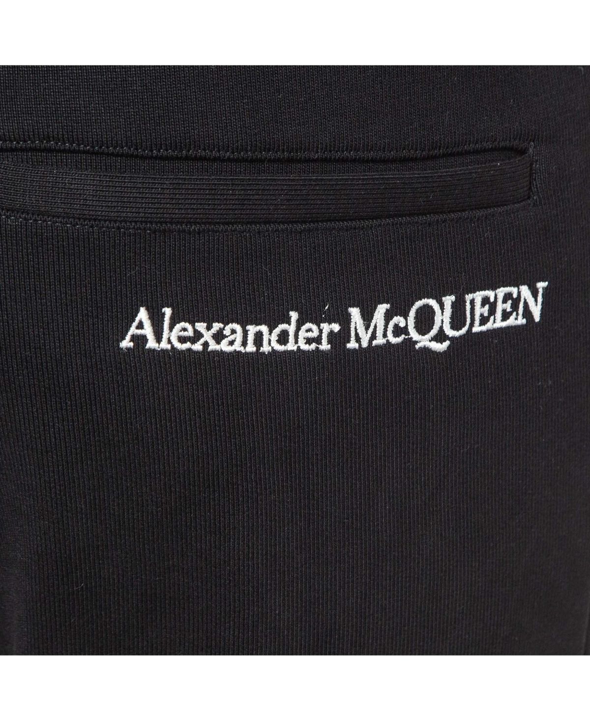 Pre-Owned Alexander Mcqueen Women's Black Logo Embroidered Cotton Knit Joggers