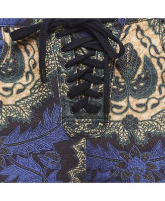 Women's Etoile Purple Floral Print Cotton Lace-Up Trousers