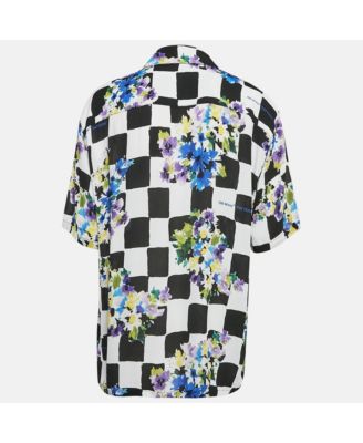 Women's Check Floral Print Crepe Shirt