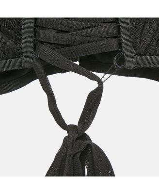 Women's Black Tulle Lace-Up Corset Top