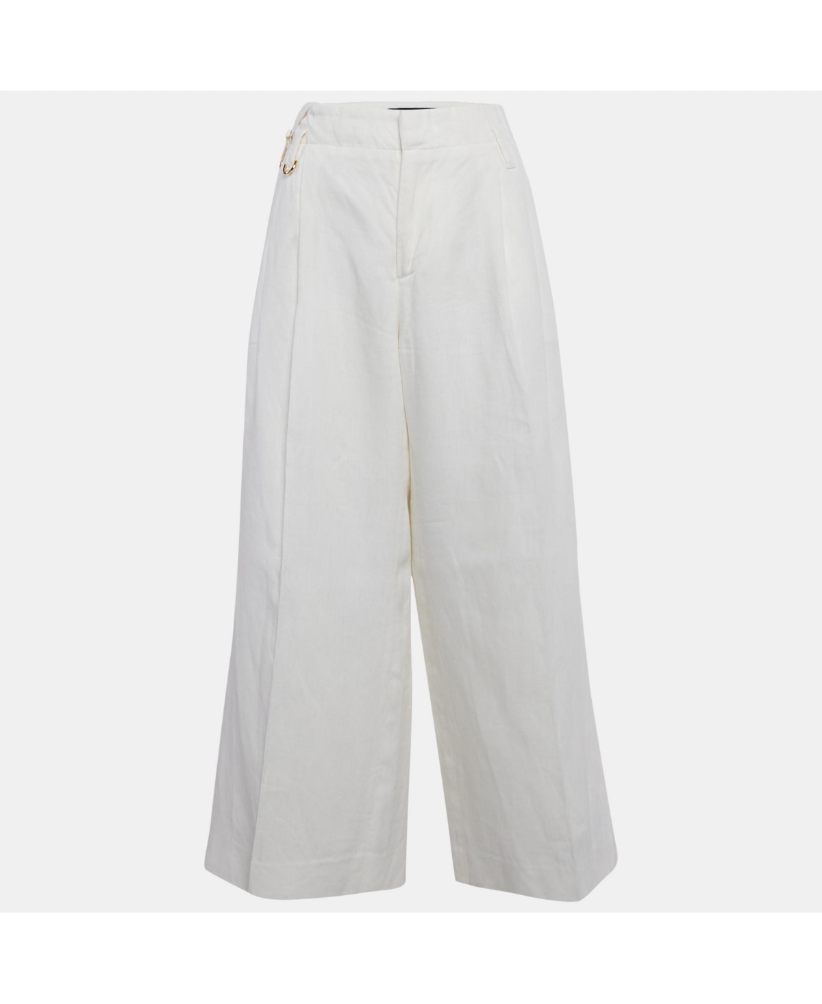 Pre-Owned Jacquemus Women's Off-White Linen Wide-Leg Cropped Pants