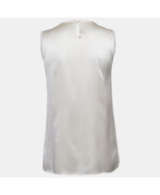 Women's Silk Satin Pintuck Detail Sleeveless Top