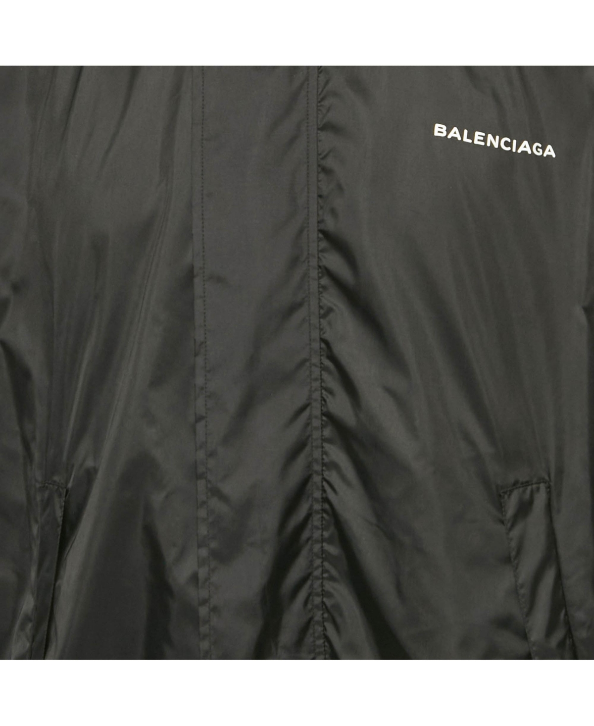 Pre-Owned Balenciaga Men's Black Logo Print Nylon Oversized Wind Breaker Jacket