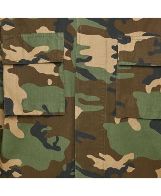Men's Green Camouflage Print Patch Detail Utility Jacket
