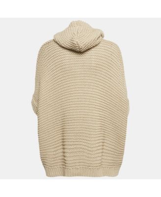 Women's Beige Chunky Knit Zip-Up Cardigan