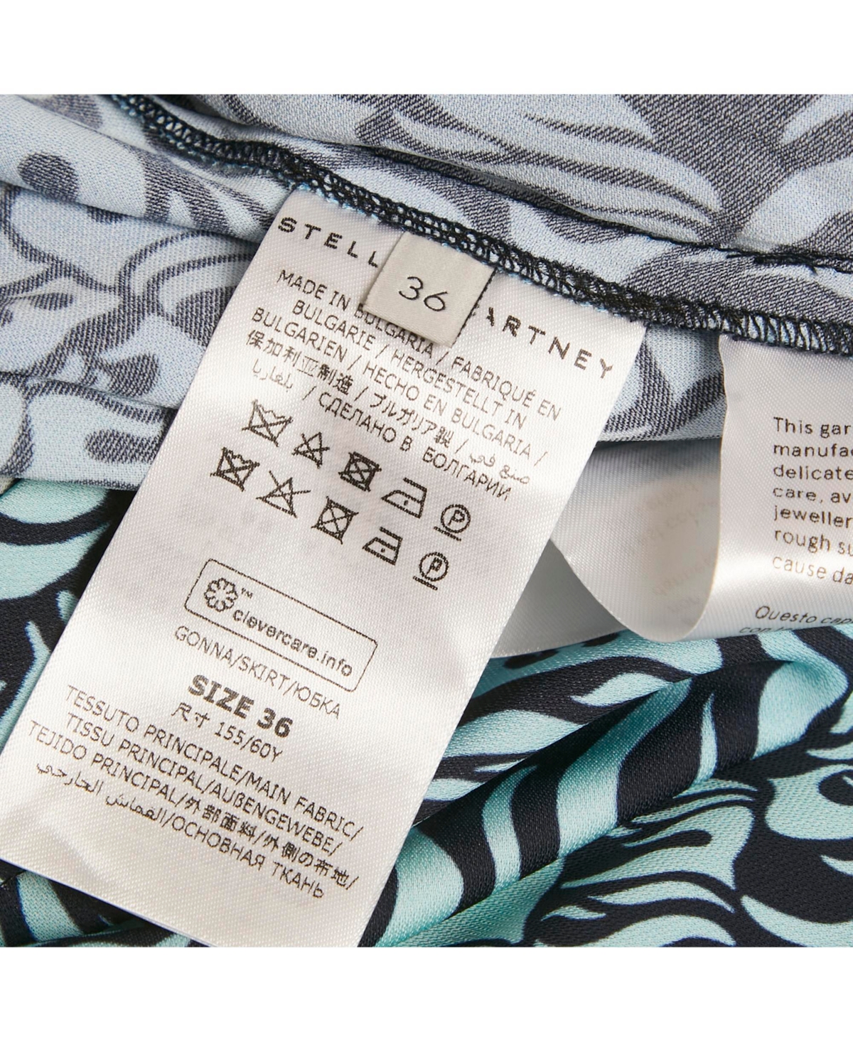 Pre-Owned Stella Mccartney Women's Blue Printed Crepe De Chine Midi Skirt