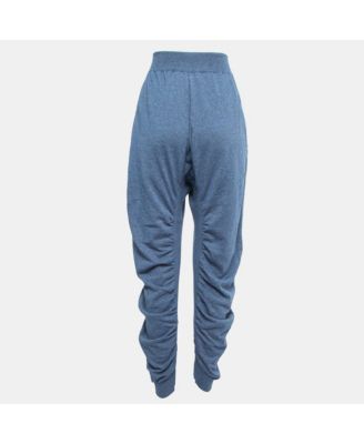 Women's Blue Knit Ruched High Pants