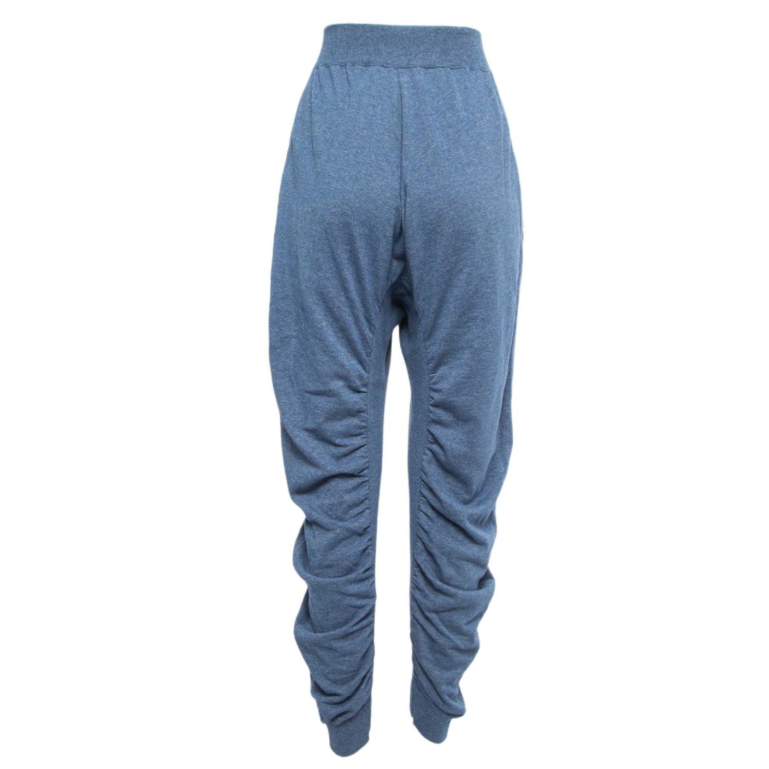 Women's Blue Knit Ruched High Pants
