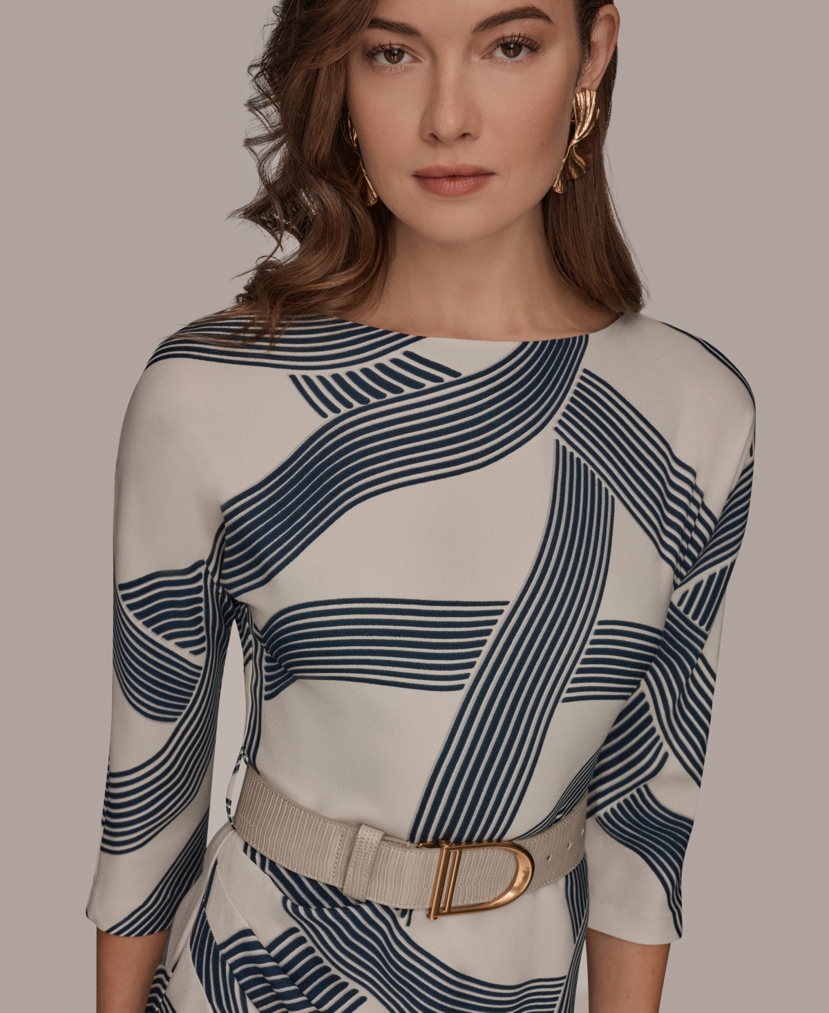 Donna Karan New York Women's Abstract Print Belted Sheath Dress