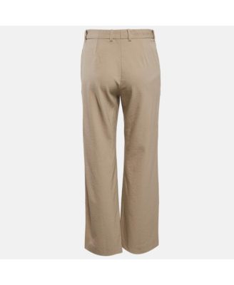 Women's Beige Gabardine Straight-Leg Formal Trousers