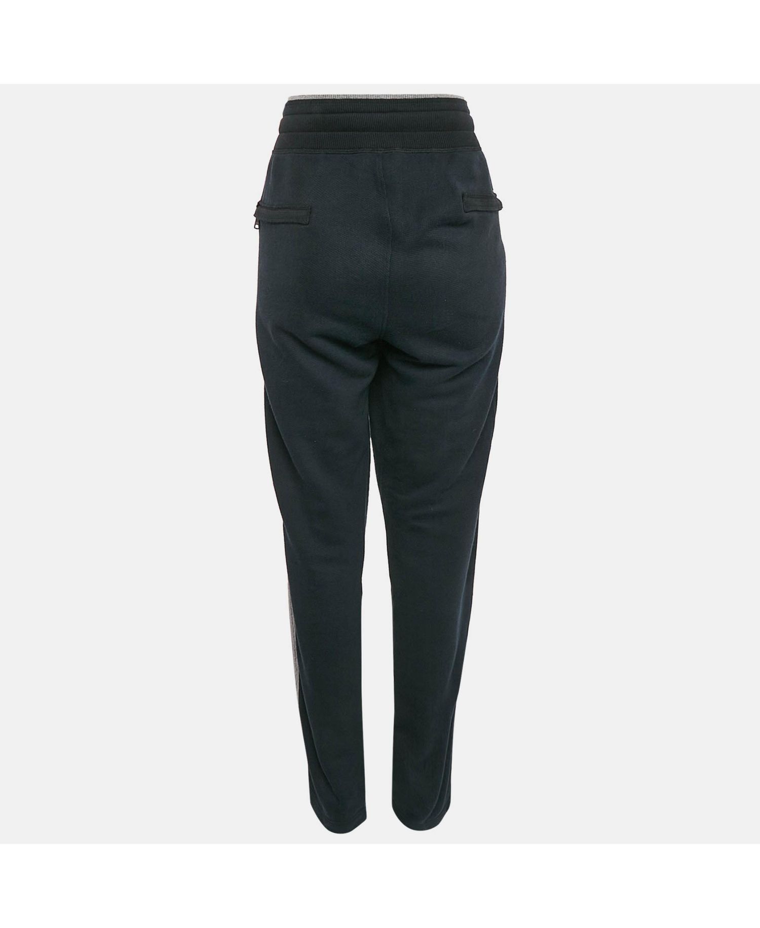 Women's Pre-Owned Dolce and Gabbana Blue Embroidered Cotton Knit Drawstring Track Pants