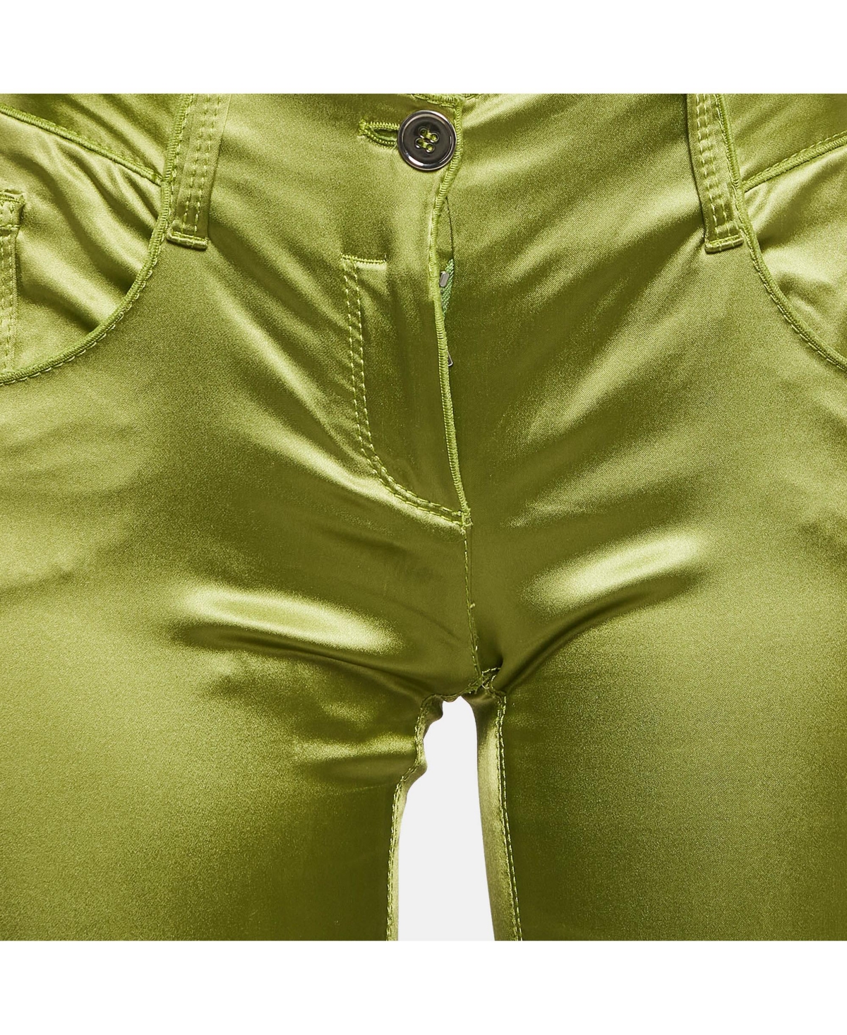 Pre-Owned Dolce & Gabbana Women's Green Satin Trousers