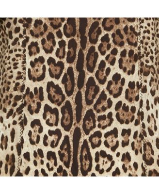 Women's Brown Leopard Print Silk Blouse