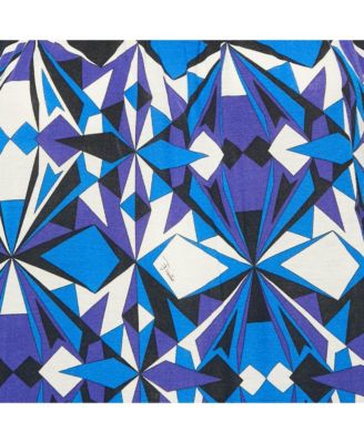 Women's Blue Printed Jersey Round Neck Long Sleeve Top