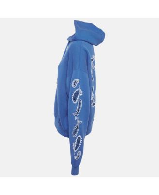 Women's Blue Bandana Art Cotton Hoodie