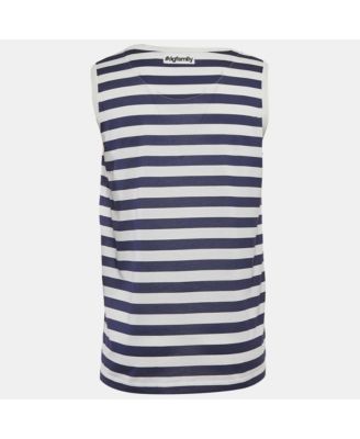 Men's Blue/white Striped Jersey Sleeveless T-Shirt