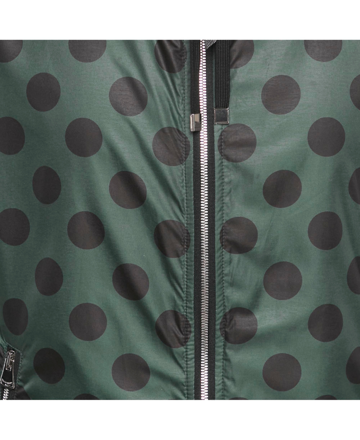 Pre-Owned Dolce & Gabbana Men's Green Polka Dot Print Synthetic Reversible Zip-Up Jacket