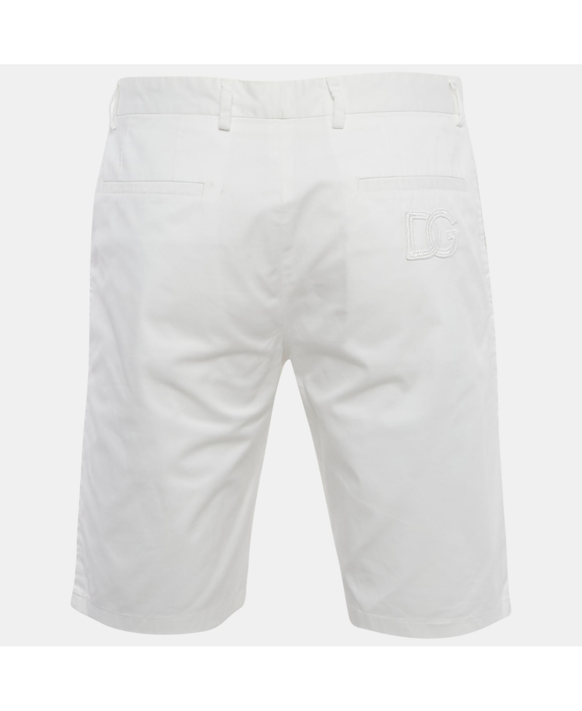 Pre-Owned Dolce & Gabbana Men's White Dg Embroidery Stretch Cotton Shorts