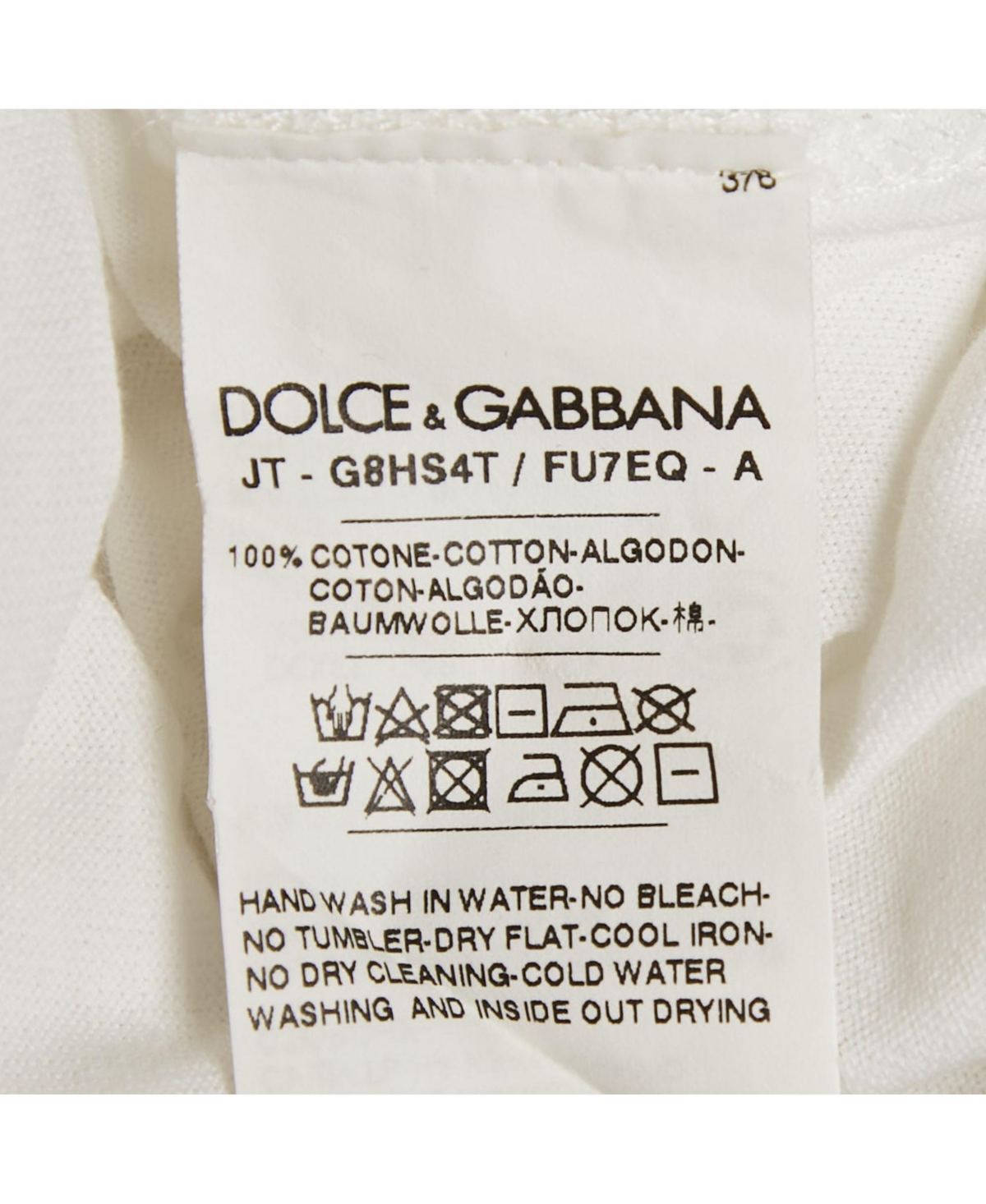 Pre-Owned Dolce & Gabbana Men's White Logo Print Jersey Crewneck T-Shirt
