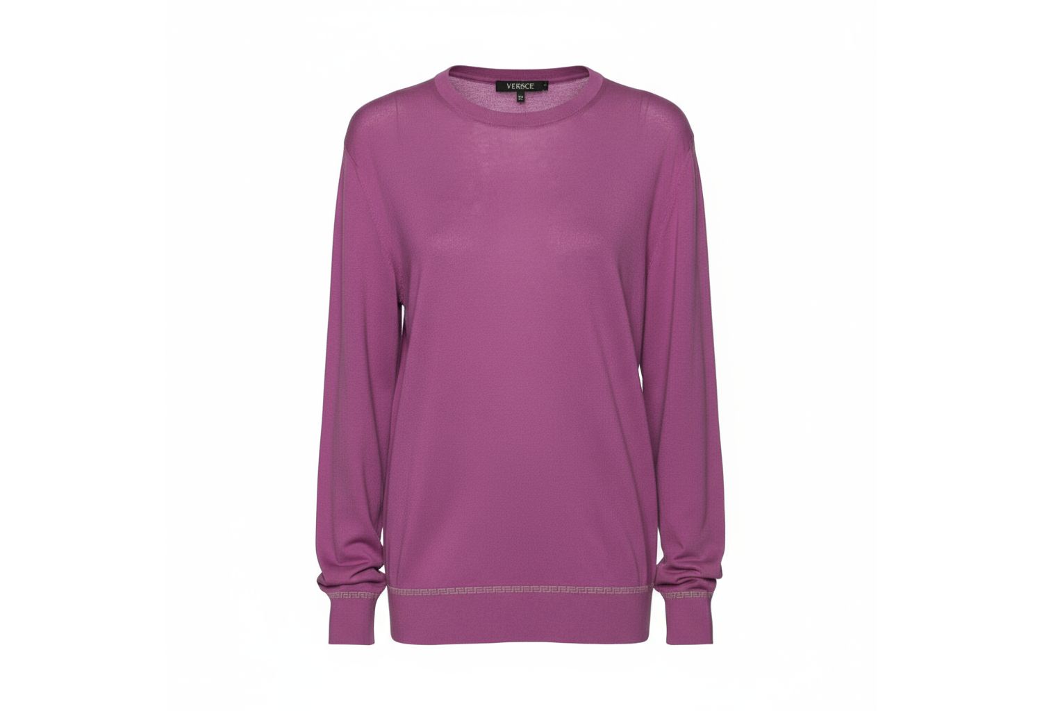 Women's Purple Knit Greca Detailed Long Sleeve Sweater