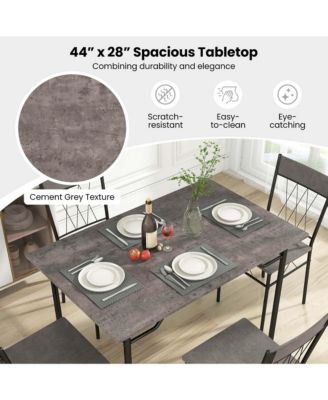 5PCS Dining Table Set for 4 Rectangular Kitchen Table & 4 Chairs with Metal Frame Cement