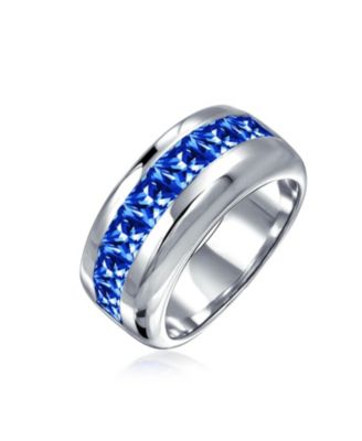 Channel Set Cubic Zirconia CZ Invisible Cut Half Eternity Band Sterling Silver 9MM