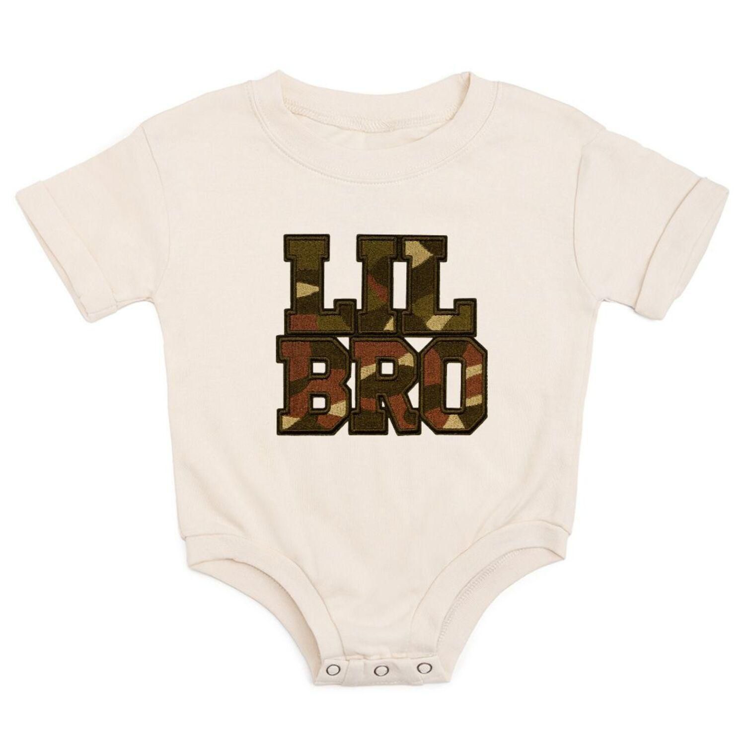 Baby Boys Lil Bro Camo Patch Short Sleeve Romper