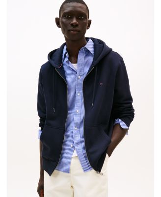 Men's Long Sleeve Zip-Front Flag Logo Hoodie