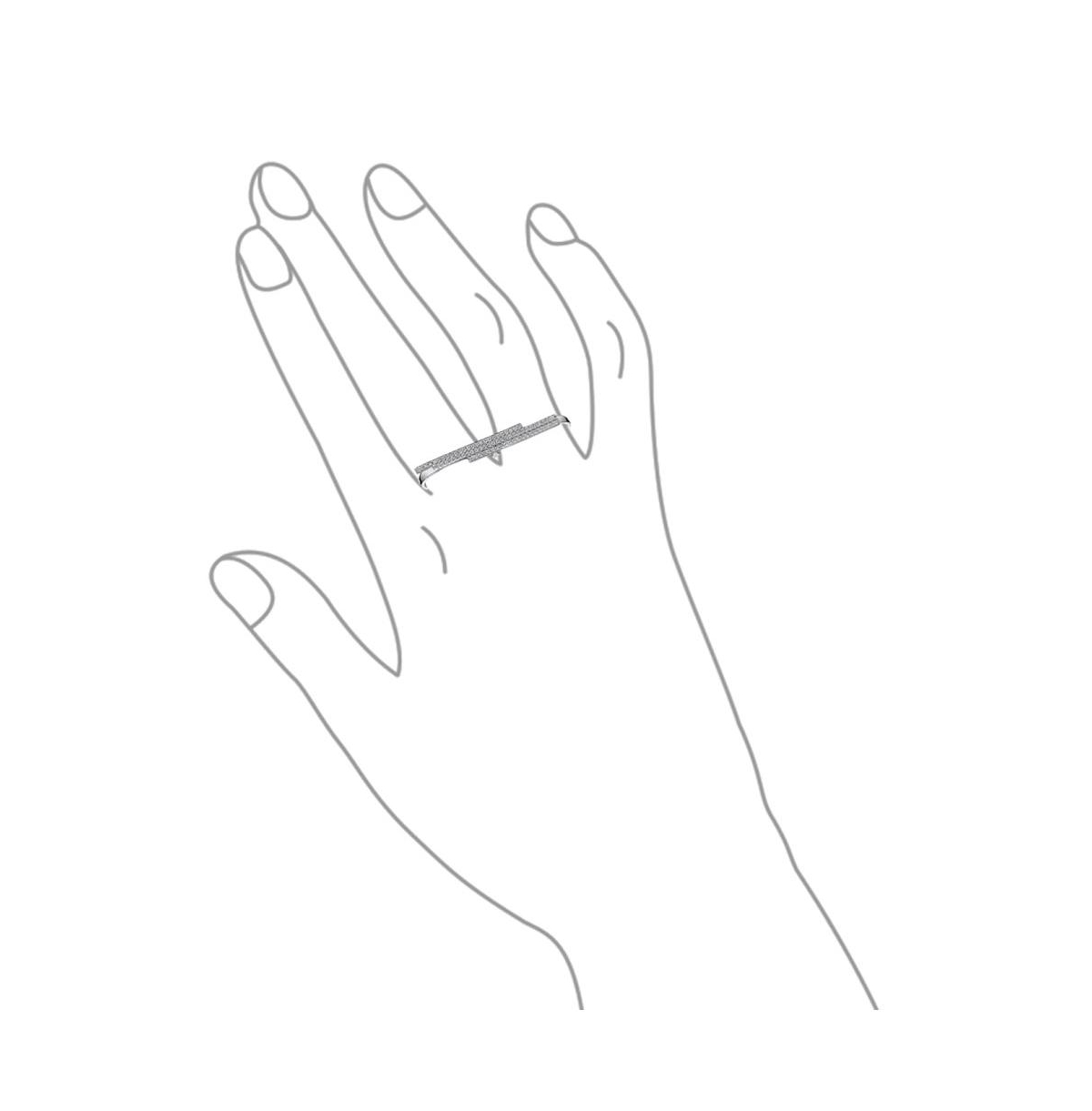 Bling Jewelry Boho Geometric Cz Cubic Zirconia Pave Double Sideway Bar Two Finger Ring Sterling Silver