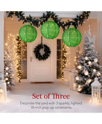 3-Piece Hanging Pop-Up Outdoor Christmas , LED Lights, 8 Light Functions