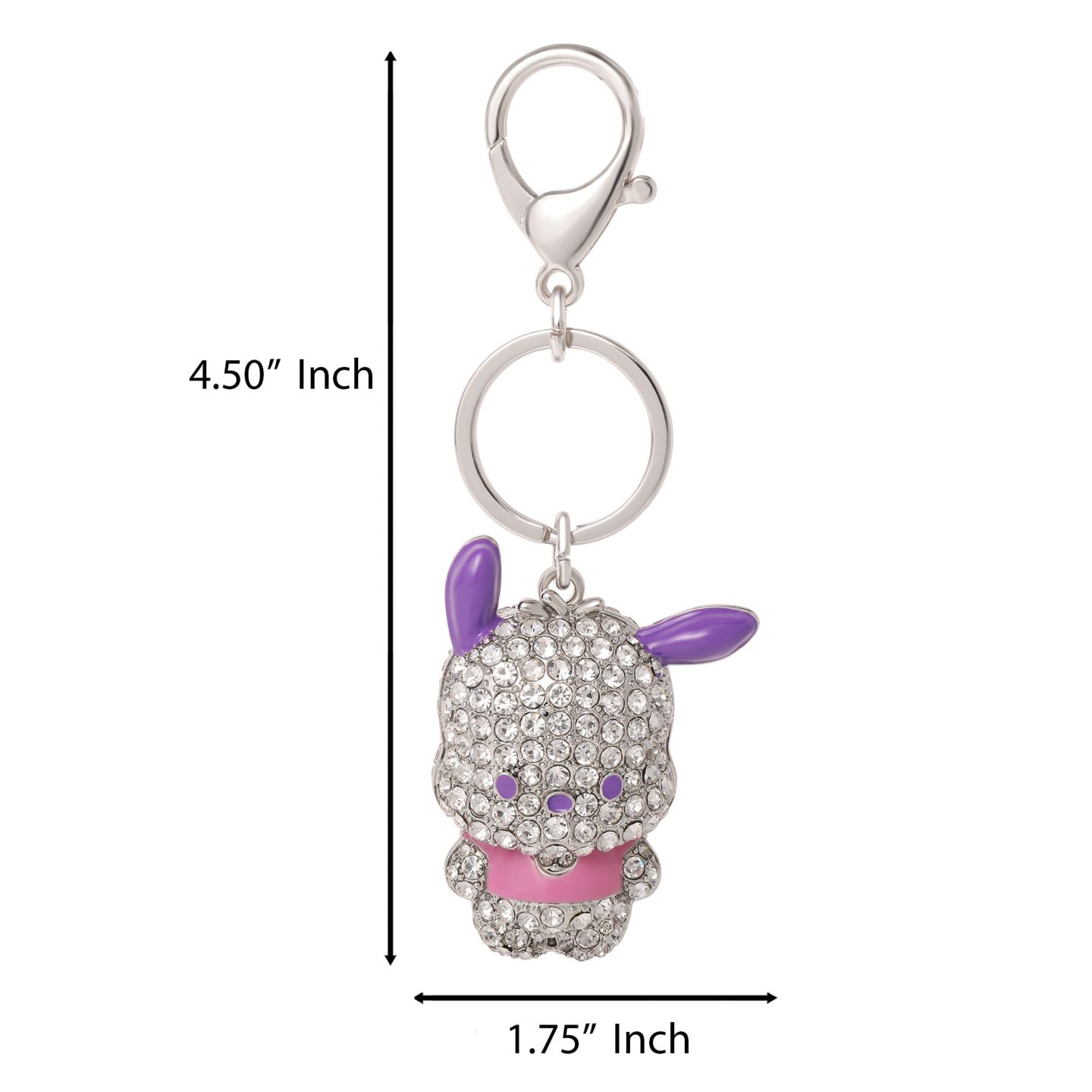 Брелок Hello Kitty Pochacco Pave Keychain Bag Charm - Officially Licensed Sanrio, цвет: Серебряный — фото 5