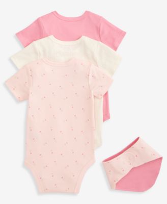 Baby Girls' In The Garden Bodysuits & Bib, 4-Piece Set
