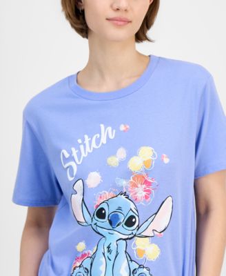 Juniors' Stitch Floral Graphic T-Shirt