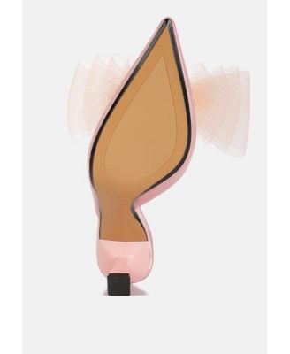 Women asma organza bow embellished satin mules