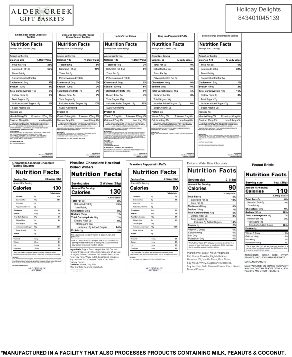 Alder Creek Gift Baskets Holiday Delights Gift Basket, 14 Piece Set