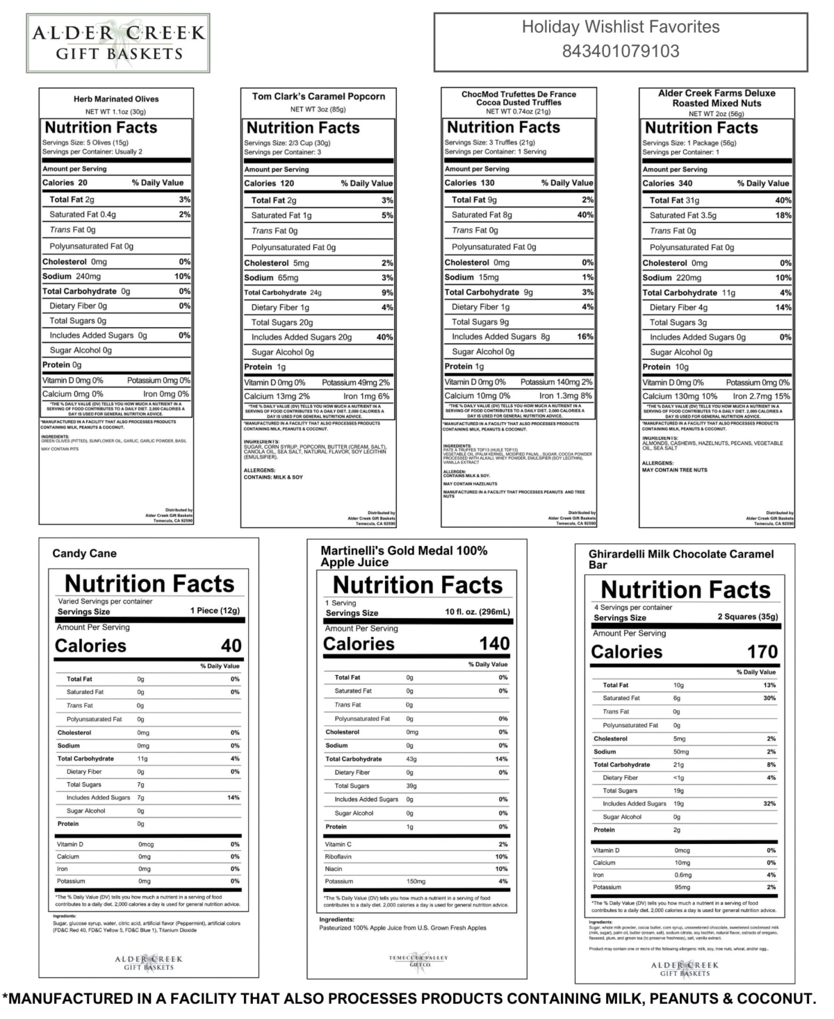 Alder Creek Gift Baskets Holiday Wish List Favorites Gift Basket Set, 24 Piece