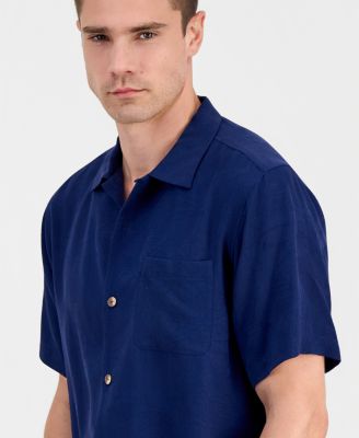 Men's Coastal La Mer Short-Sleeve Island Floral Jacquard Shirt